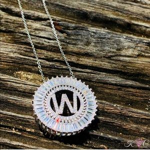 Initial “W” Diamond Necklace in Silver